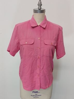 Vintage Hot Pink Cabin Creek Pink Button-Front Short Sleeve Shirt / Medium